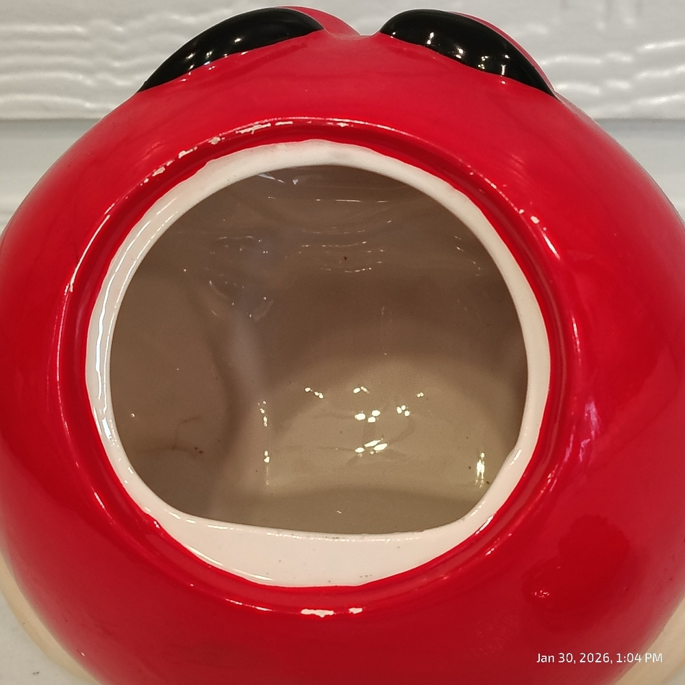 Galerie 2002 Red M&M Cookie Jar Ceramic Red Jar Mars Collectible Kitchen Decor - Picture 6 of 7